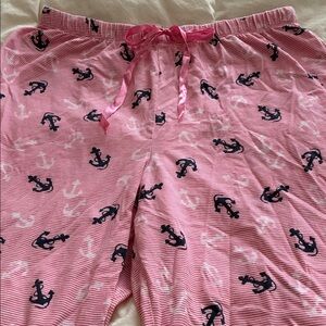 Croft & Barrow Pink Striped with Anchors Pajama Pants